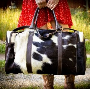 Genuine Leather and Cow Hair on Hide Duffle / Travel Bag